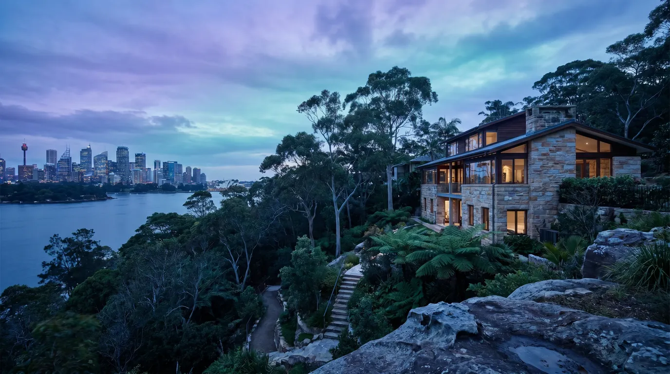 A residential street in Castlecrag, 2068